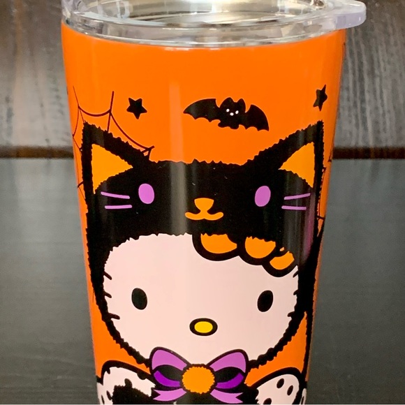 Hello Kitty in Black Cat Costume Stainless Steel Halloween Tumbler - Spider Web - Picture 3 of 10